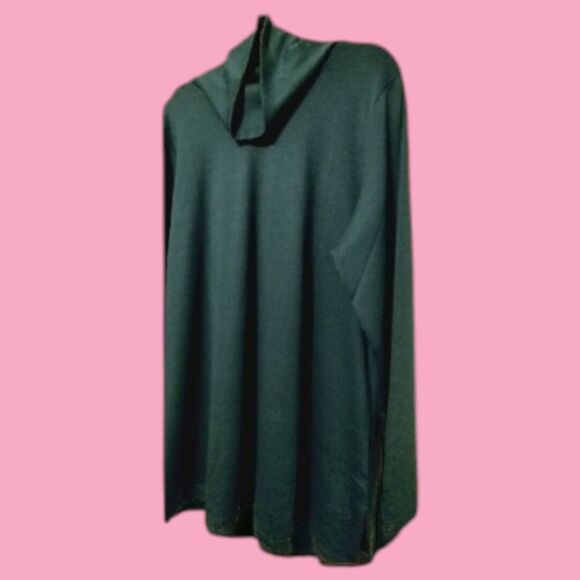 NEW XL Denim & Co. Essentials Dark Teal Green Blue Lightweight Cowl Neck Sweater - Picture 5 of 7